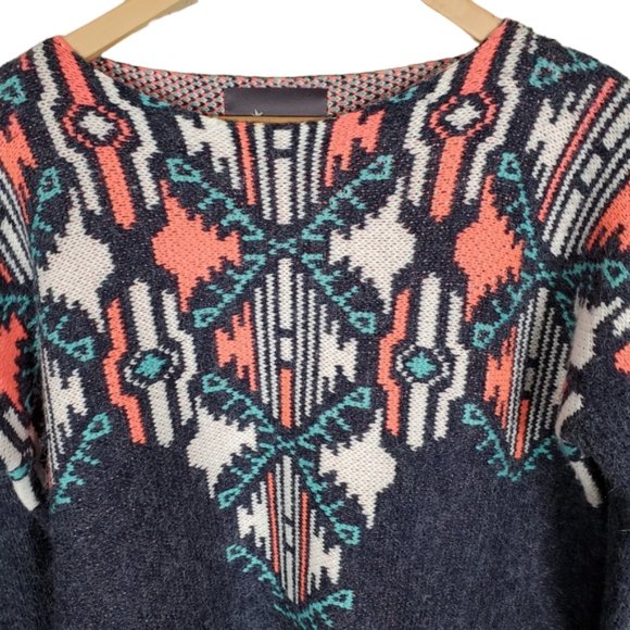 Paper Crane Sweater Comfy Oversized Fringe Boho Cotton blend Western Sz. S - Picture 2 of 8